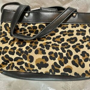 Relic Leopard Print Women's clutch Bag - Black leather and Brown